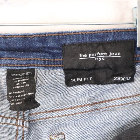 The Perfect Jean NYC Slim Fit Men's Fits 29Wx29.5L Dark Blue Stretch Denim Jeans - Picture 2 of 9